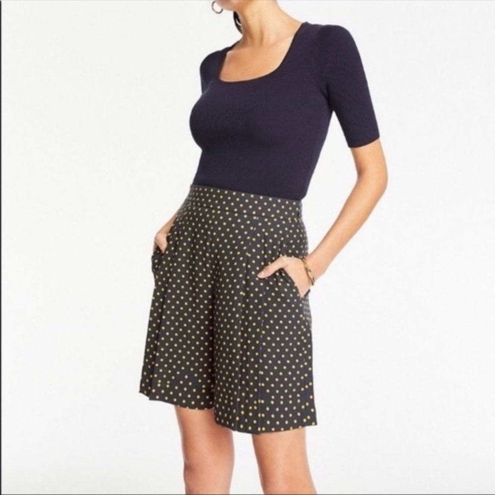 Ann Taylor High Waist Pleat Shorts Polka Dot Size 4